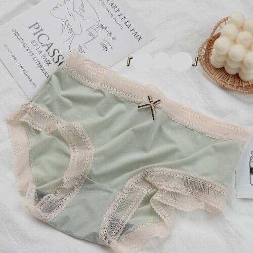 Ice Silk No Trace Thin Cozy Cotton Crotch Breathable Womens Underwear Bow Soft Translucent High Qual Elastic Female Pantie A85