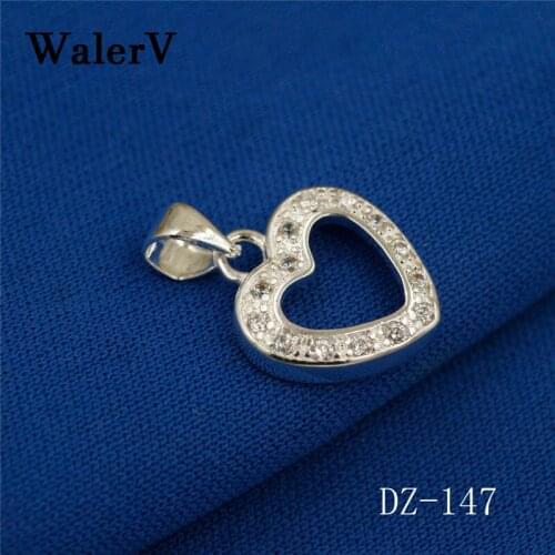 WALERV Heart Shape Small Pendant Stamps Pendant Fashion Jewelry Accessories White Zircon Charm Personality Set Women