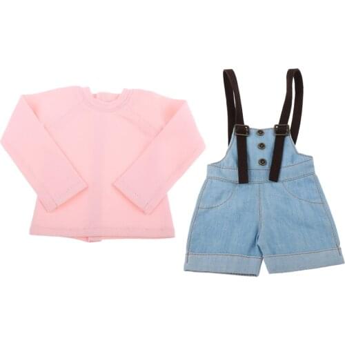 1/4 BJD Doll Outfit Doll Fashion Long Sleeve T-Shirt And Suspender Pants