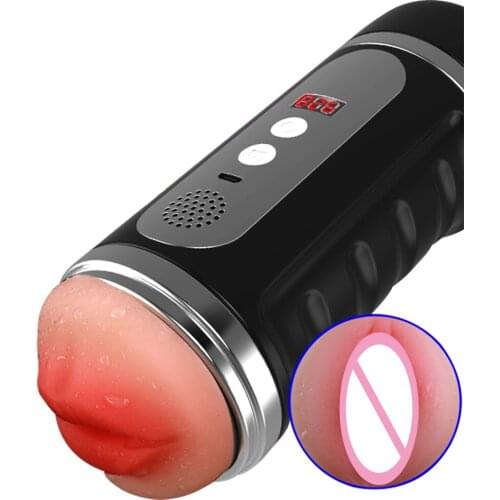 MQFORU Deep Throat Oral Sex Machine Vibrator Men Double Channel Male Masturbation Cup Artificial Vagina Real Pussy Anal Sex Toys