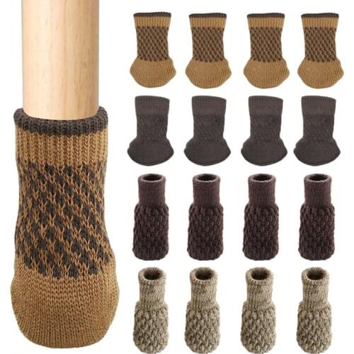 4Pcs 8*5cm Chair Leg Socks Cloth Gloves Floor Protector Knitting Wool Socks Anti-slip Table Furniture Feet Sleeve Cover