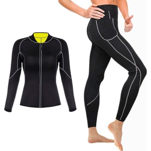 2020 New Women Shapewear Set Slimming Pants Thermo Neoprene Sweat Sauna Waist Trainer Corset Slimming Shirt Workout