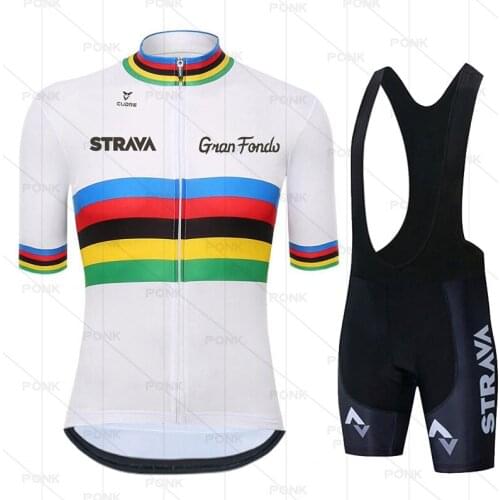 2021 new white STRAVA Pro Bicycle Team Short Sleeve Maillot Ciclismo Men Cycling Jersey Summer breathable Cycling Clothing Sets