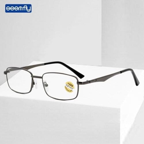 Seemfly 2021 New Full Frame Anti Blue Light Reading Glasses Retro Metal Presbyopia Eyeglasses For Women&Men Diopters +1.0 +4.0