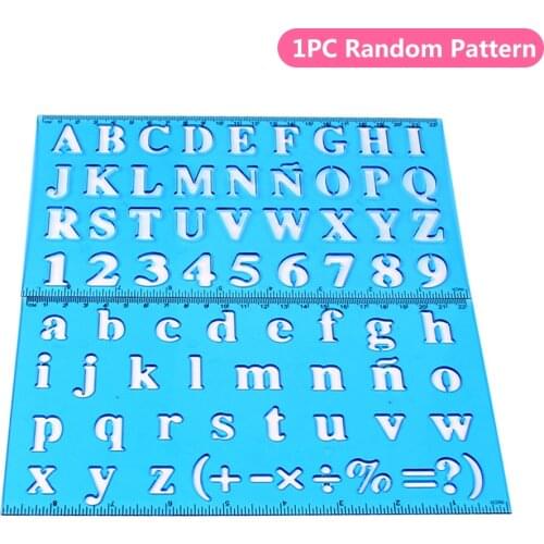 Plastic Drawing Ruler Alphabet & Number Hollow Template Stencil Learning Tool for Children Students School Office Supplies
