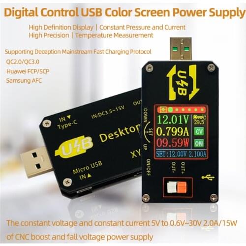 XY-UDP Digital USB DC DC Converter CC CV 0.6-30V 5V 9V 12V 24V 2A 15W Adjustable Regulated Power Supply Module Desktop Power