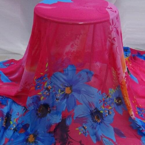 75D Printed Chiffon Fabric Location Clothing Scarf Fabric Chiffon Floral Printed Chiffon Dress Fabric