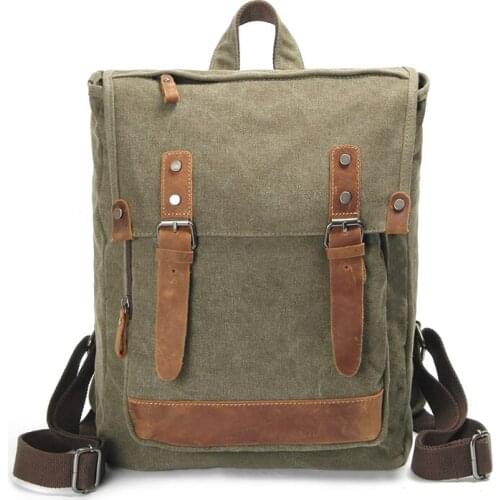 SOAEON Portable Fashion Mens Backpack Vintage Canvas Backpack School Bag Mens Travel Bags Travel Laptop Backpack Bag