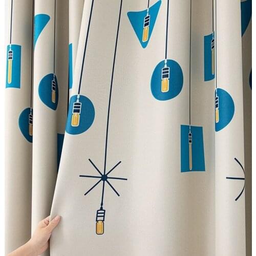 Modern Nordic Leaf High Shading Curtain Printing Bedroom for Living Room Balcony Custom Finished Chandelier Printing Curtain