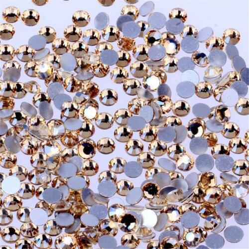 SS3-SS30 Size Select New Loose Champagne Color Flatback Crystal Rhinestones DIY Bling Non HotFix Nail Glass Crystal Rhinestone
