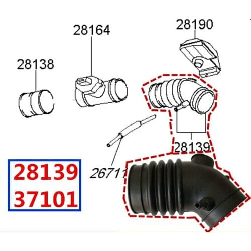 2813937101 Car Engine Air Cleaner Intake Hose W/Clamps For Hyundai Kia Sonata 1999-2005 L4 2.4L V6 2.5 2.7L 28139-37101