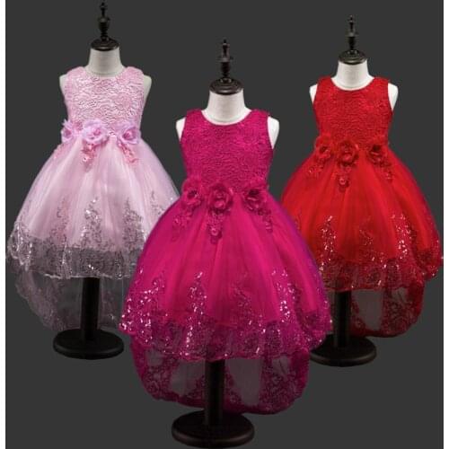 Girl Sleeveless Crochet Dress Flower Girl Trailing Skirt Wedding Flower Girl Trailing Dresses Bridal Princess Trailing Dress