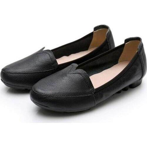Promotion 100% Genuine Leather Shoes Woman Flat Shoes 2020 New Autumn Shallow Mouth Soft Sole Non-slip Women Shoes Casual Flats