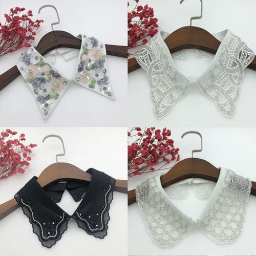 Women Handmade Fake Collars for Women Shinny Sweater Detachable Collars Korean Female Blouse Tops Shirt Accessories
