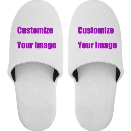 Winter Shoes Customized Your Image Logo Photo Couple Men Warm Slippers Wholesale House Hotel Soft Non-Slip Slides Dropshipping
