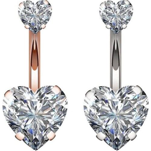 1Pcs Double Love Belly Button Ring Zircon Umbilical Button Umbilical Ring Piercing Jewelry Septum Piercing Piercing Needle