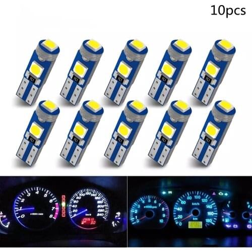 10Pcs T5 W3W W1.2W T5 3030 LED Car Board Instrument Panel Lamp Auto Dashboard Warming Indicator Wedge Light Bulb DC12V