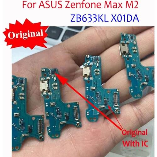 100% Original USB Charge plug board For ASUS Zenfone Max M2 ZB633KL X01DA USB Charging Port Dock With Microphone Flex cable