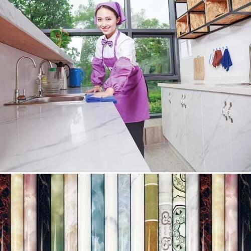 2021 Modern Kitchen Stickers Waterproof Oilproof Classic Marble Pattern Wall Stickers Protect Desktop One Piece Self-adhesive