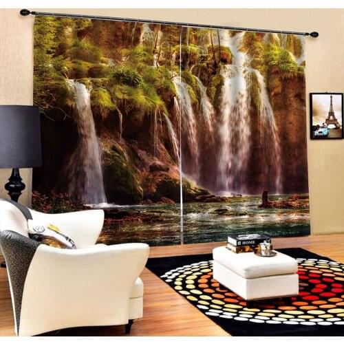 3D Window Curtain Luxury living room decorate Cortina landscape waterfall curtains Decoration curtains