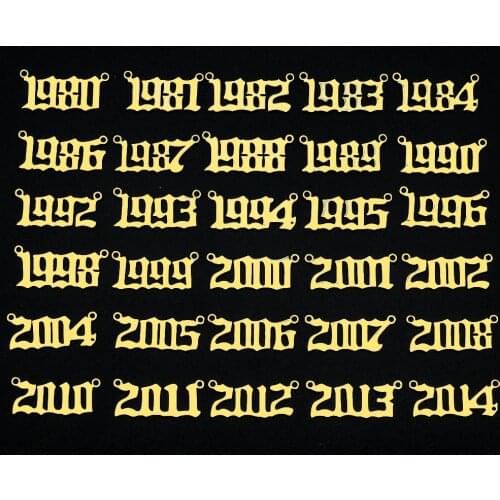 5pcs/lot 1980-2020 Stainless Steel Birth Year Number Charm Connector Wholesale DIY Jewelry Pendant for Necklace Making Charms