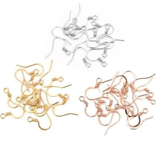 50pcs/lot 316L Surgical Stainless Steel 0.7x15mm Gold Rose Gold Silver Tone Ear Wire Fish Hook DIY Earring Clasp Jewelry Finding