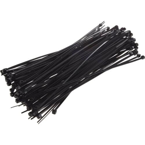 8" Plastic Cable Zip Ties 100-Pack (Black)