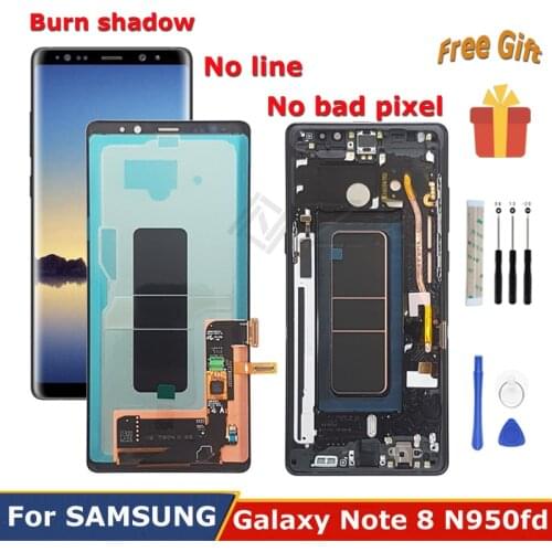 AMOLED N950F LCD For SAMSUNG Galaxy Note 8 Display N9500 Touch Screen Replacement 6.3" Frame Digitizer Assembly Burn Shadow