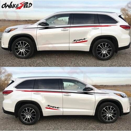 Car Sport Sticker For-Toyota Highlander Body Exterior Decor Sticker Auto Door Waist Line Stripes DIY Vinyl Decals