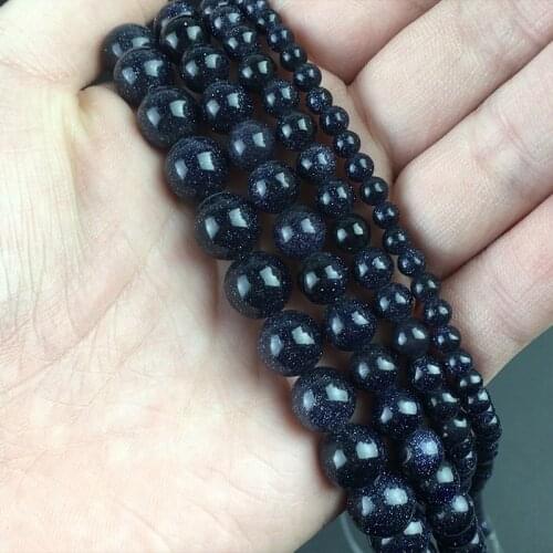 Natural Blue Sand Stone Loose Spacer Round Beads For Jewelry Making DIY Bracelet Necklace Accessories 15''4/6/8/10/12mm