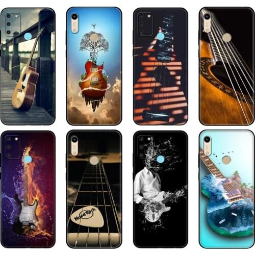 Black tpu Case For Huawei Honor 8a 8s Prime 9Lite honor 9A 9C 9X Premium 9x Pro 9S Case Guitar Strings Music Guitares Instrument