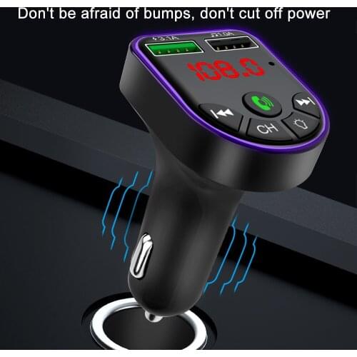 FM Transmitter Car MP3 Player Bluetooth 5.0 Wireless Handsfree Audio Receiver USB Fast Charge TF U Disk play with colorful Light