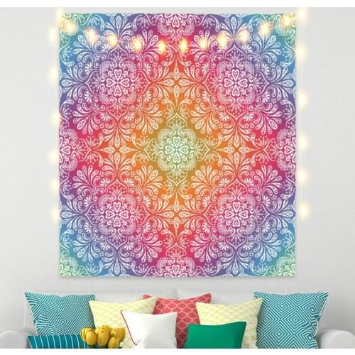 Mandala Tapestry Rose Red and Gold Vintage Exotic Summer Plant Nature Frame for Bedroom Photography Wall Decor