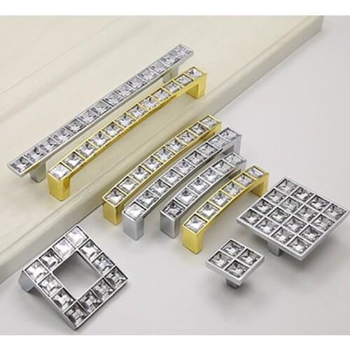 Crystal Door Handle U-shaped Modern Simplicity Drawer Furniture Handles Recessed Door Knob Handles For Cabinet