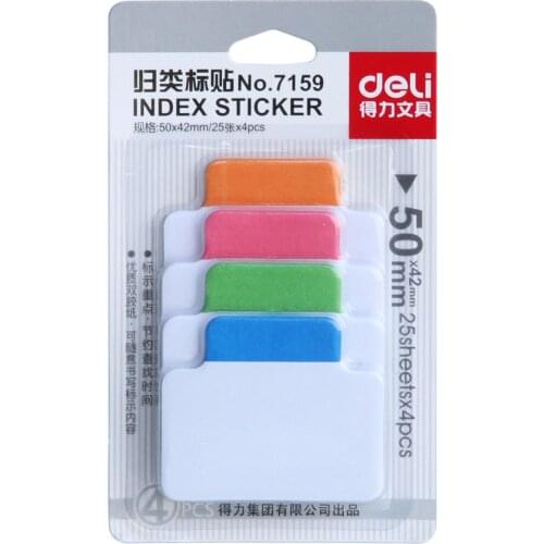 7159 Index sticker Color label classification convenience sticker 50*42mm 25 sheet 4 color kawaii memo sheets stationery