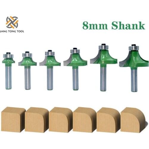 LANG TONG TOOL 6Pcs Corner Round Over Router Bit with Bearing Milling Cutter for Wood Woodworking Tool Tungsten Carbide LT015