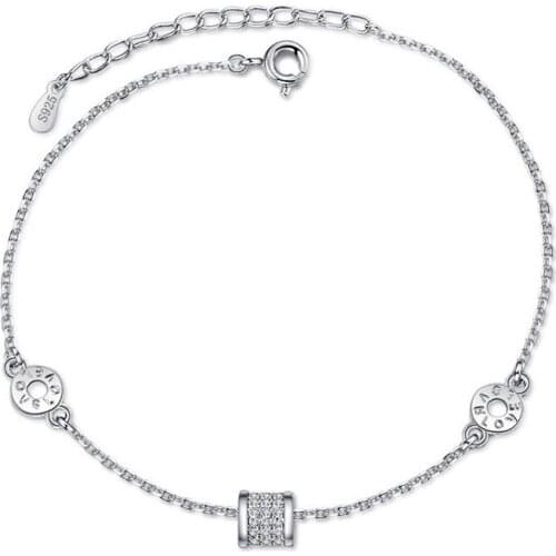 Rose Gold Exquisite Zircon Lettering Bracelet Korean Fashion Womens Jewelry Charm Womens Bracelet Valentines Day Gift