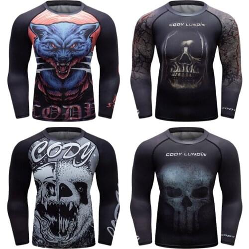 Men Kickboxing Mma Rashguard Bjj Gi Long Sleeve Sports T-Shirts Fitness Muay Thai Bodybuilding Tops Jiu Jitsu Boxing Jerseys
