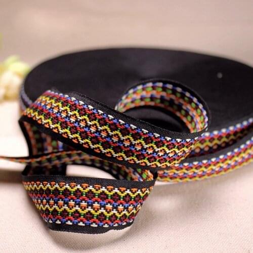 Embroidery ethnic jacquard webbing woven tape lace ribbon trim 2.5cm tribal boho DIY garment bag gift accessory native zakka sew