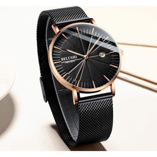 Mens Watches Simple Mesh Strap Quartz Wristwatch For Men Business Calendar Watch Belushi Gifts Male Clock relogio masculino #c