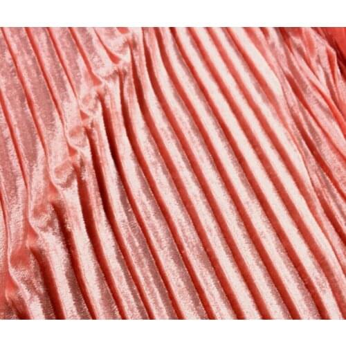 2 meters 150cm 59.05" width pink soft crumple accordion pleated pleuche velour fabric for long skirt dress MM4