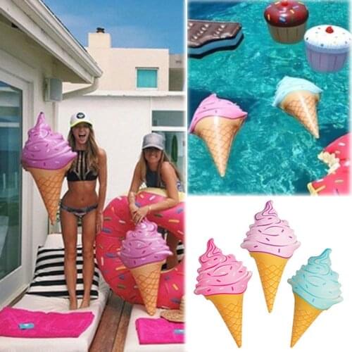 Pink Ice Cream Shape Inflatable Swimming Rings Float Pool Swimming Ring Floating Seat Summer Beach Party Pool Accessories