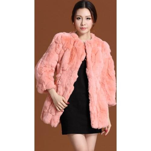 2020 New Autumn and Winter Natural Rex Rabbit Fur Coats Women O-Neck Long Slim Real Fur Coat Female Outerwear YS2814004