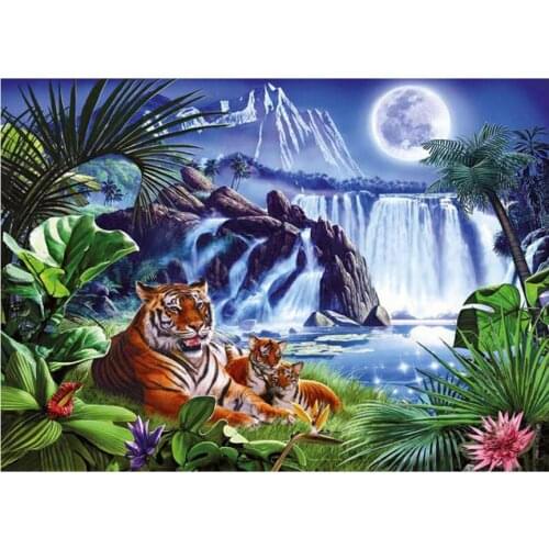 5d Diamond Painting tiger animal Diamond Embroidery Waterfall landscape full square round drills Rhinestone Mosaic sticker