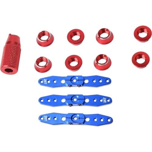 Radio Transmitter Switch Fixed Nut & Installation Spanner with 3PCS Aluminum Steering Servo Horn Arm 25T