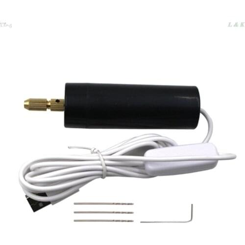 Portable Mini Electric Hand Drill Micro USB Small Drill Chuck Tools with 3pc Bits l29k