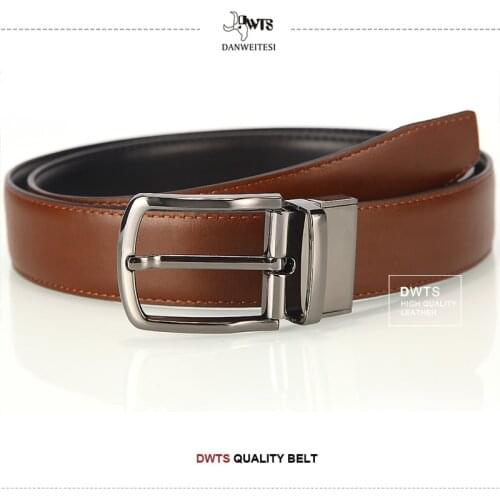 [DWTS] New genuine leather belt men reversible casual jeans mens belt strap male genuine leather belts for men Rotatable buckle