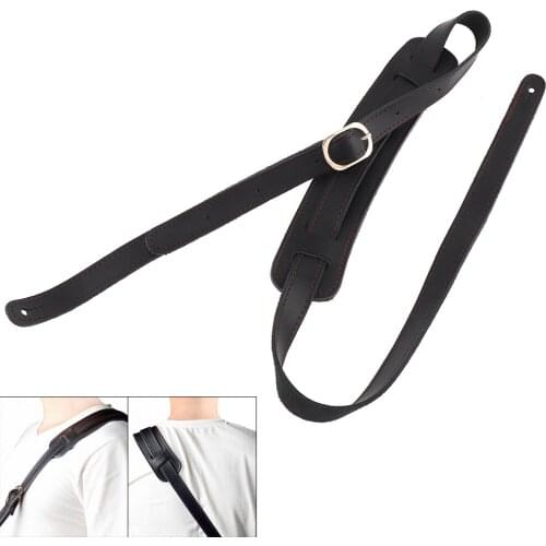 Genuine Leather Guitar Strap Widen Shoulder Pads Adjustable Guitar Belt 120-145cm Length for Acoustic Electric Bass Guitar