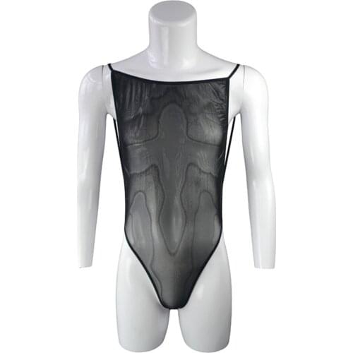 Sexy Men underwear Bodysuit Body shaper gauze translucent panties mankini ZJH038L