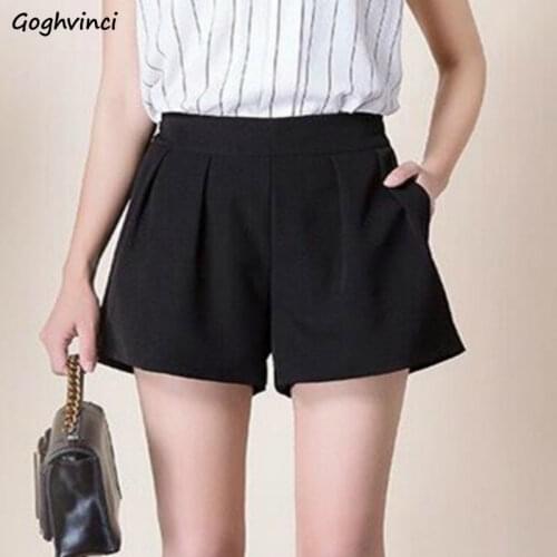 Shorts Women Black Wide-leg Loose Large Size 5XL High-waist Casual Simple Korean-style Summer Pockets Elegant Fashion Ulzzang